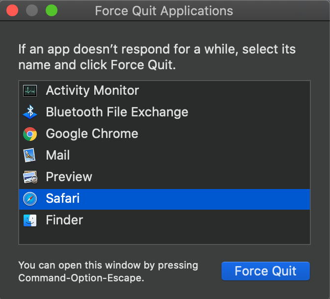 whats the command for force quit on mac